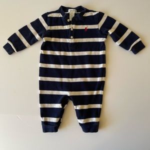Ralph Lauren Baby Boy’s One Piece Blue and off white stripes. Size 6 months.